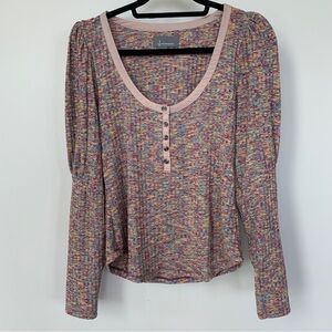Anthropologie Puffed Sleeve Knit Henley Size M